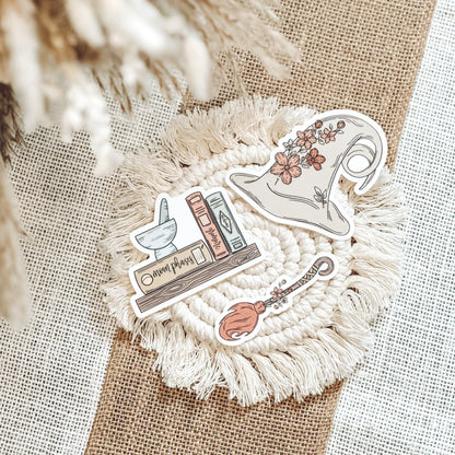 Witch's Bookshelf Sticker | Magical Books Vinyl Die-Cut | Laptop & Water Bottle Decal