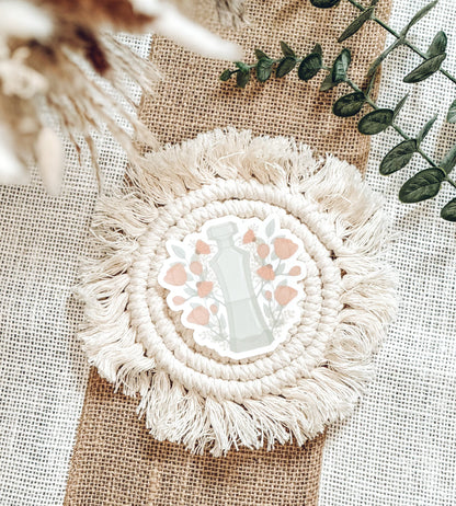 Floral Perfume Bottle Sticker | Dainty Vinyl Die-Cut | Water Bottle & Laptop Decal