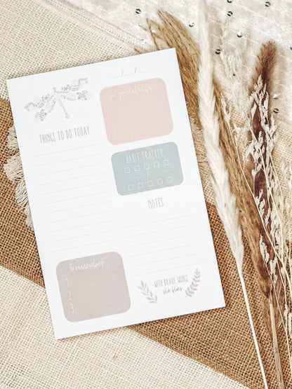 Dragonfly Daily Planner Notepad | Floral Illustrated To-Do List