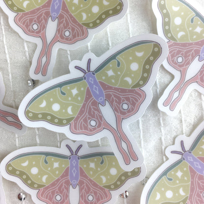 Luna Moth Sticker | Waterproof Vinyl Die-Cut | Water Bottle & Journal Decal
