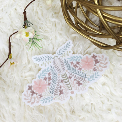 Watercolor Moth Sticker | Botanical Floral Vinyl Die-Cut | Water Bottle & Laptop Decal