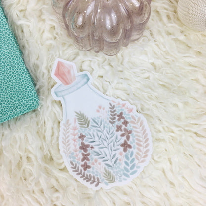 Watercolor Potion Bottle Sticker | Botanical Vinyl Die-Cut | Water Bottle & Journal Decal