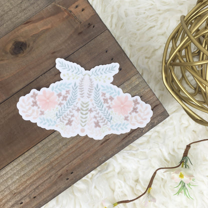Watercolor Moth Sticker | Botanical Floral Vinyl Die-Cut | Water Bottle & Laptop Decal