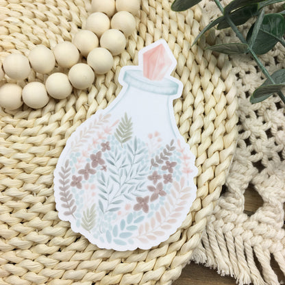 Watercolor Potion Bottle Sticker | Botanical Vinyl Die-Cut | Water Bottle & Journal Decal