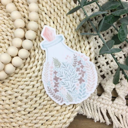 Watercolor Potion Bottle Sticker | Botanical Vinyl Die-Cut | Water Bottle & Journal Decal