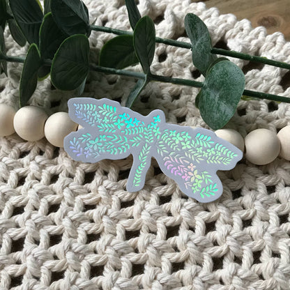 Holographic Dragonfly Sticker | Waterproof Vinyl Die-Cut | Water Bottle & Laptop Decal