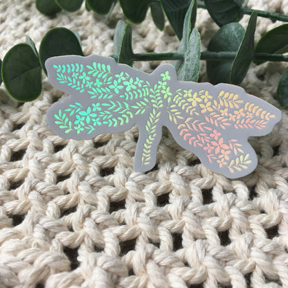 Holographic Dragonfly Sticker | Waterproof Vinyl Die-Cut | Water Bottle & Laptop Decal
