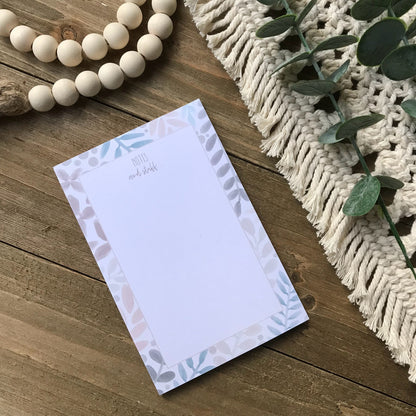 Watercolor Botanical Notepad | Floral To-Do List Pad | Cute Stationery