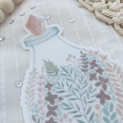 Watercolor Potion Bottle Sticker | Botanical Vinyl Die-Cut | Water Bottle & Journal Decal