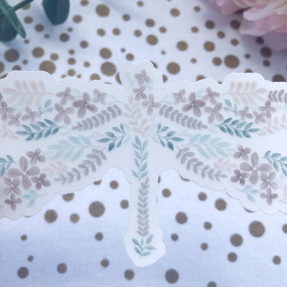 Watercolor Dragonfly Sticker | Botanical Floral Vinyl Die-Cut | Water Bottle & Laptop Decal