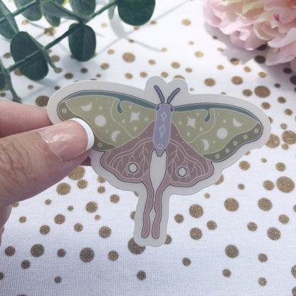 Luna Moth Sticker | Waterproof Vinyl Die-Cut | Water Bottle & Journal Decal