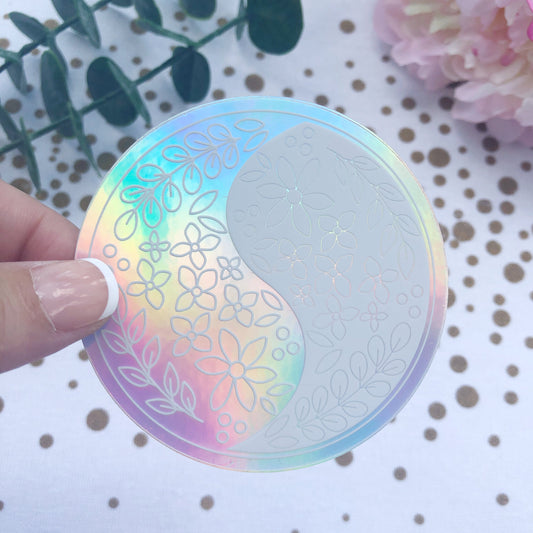 Holographic Yin and Yang Vinyl Sticker