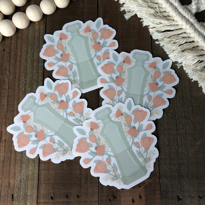 Floral Perfume Bottle Sticker | Dainty Vinyl Die-Cut | Water Bottle & Laptop Decal