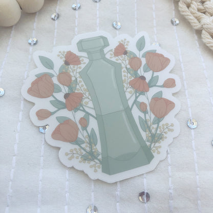 Floral Perfume Bottle Sticker | Dainty Vinyl Die-Cut | Water Bottle & Laptop Decal