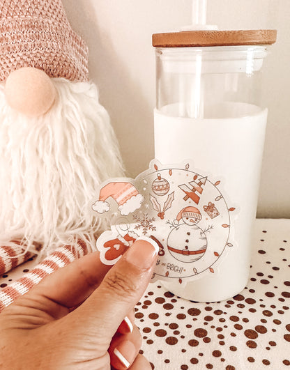 Merry and Bright Christmas Sticker | Holiday Vinyl Die-Cut | Water Bottle & Laptop Decal