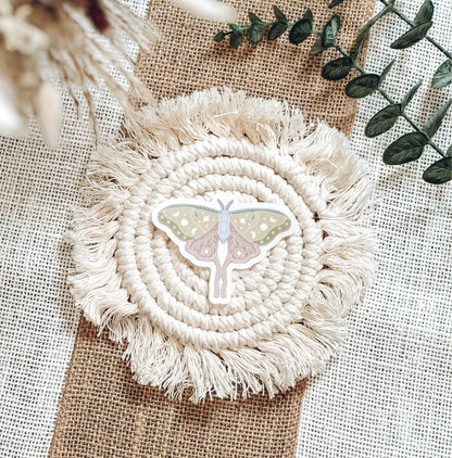 Luna Moth Sticker | Waterproof Vinyl Die-Cut | Water Bottle & Journal Decal